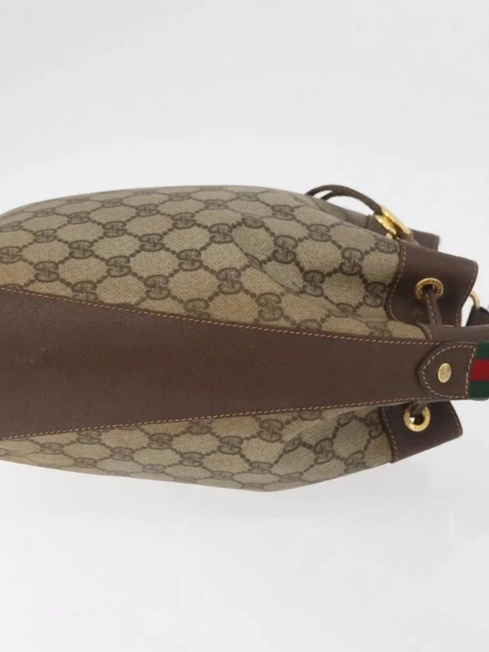 GUCCI GG Supreme Web Sherry Line Bag PVC Beige Gold 164 02 034 Auth